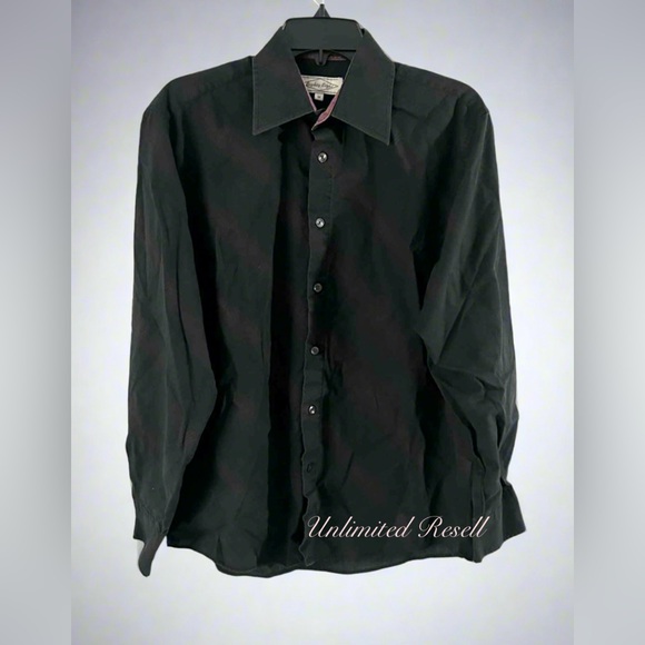 Eighty Eight Men's Dark Green, Red Striped Button-Up Shirt - Picture 1 of 6
